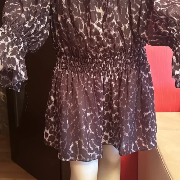 Norma Kamali silk chiffon off shoulder tunic/dress L